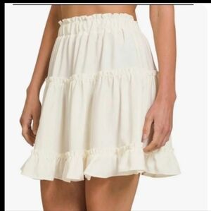 Zenana Outfitters Cream Ruffle Mini Skirt